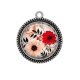 Pendentif Cabochon Argent - fleur
