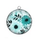 Pendentif Cabochon Argent - fleur