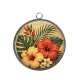 Pendentif Cabochon Argent - fleur exotique