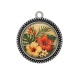 Pendentif Cabochon Argent - fleur exotique