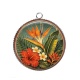 Pendentif Cabochon Argent - fleur exotique