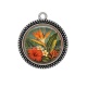 Pendentif Cabochon Argent - fleur exotique
