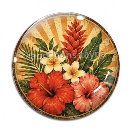 Cabochon Verre - fleur exotique