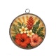 Pendentif Cabochon Argent - fleur exotique