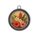 Pendentif Cabochon Argent - fleur exotique
