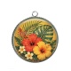 Pendentif Cabochon Argent - fleur exotique