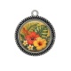 Pendentif Cabochon Argent - fleur exotique