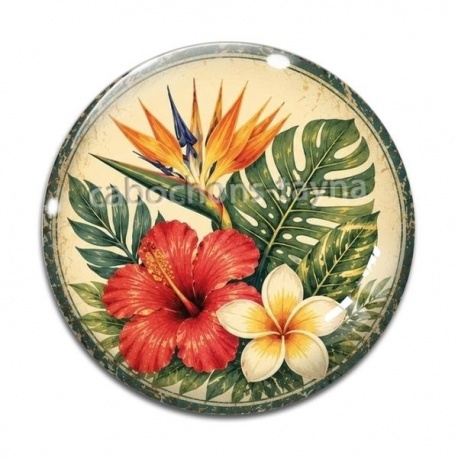 Cabochon Verre - fleur exotique