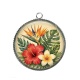 Pendentif Cabochon Argent - fleur exotique