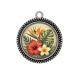 Pendentif Cabochon Argent - fleur exotique