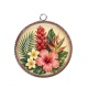 Pendentif Cabochon Argent - fleur exotique