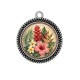 Pendentif Cabochon Argent - fleur exotique