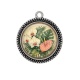 Pendentif Cabochon Argent - fleur exotique