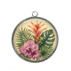 Pendentif Cabochon Argent - fleur exotique