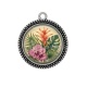 Pendentif Cabochon Argent - fleur exotique