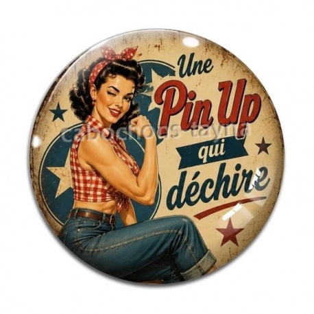 Cabochon Verre - une pin up qui déchire
