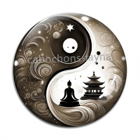 Cabochon Verre - bouddha méditation
