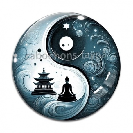 Cabochon Verre - bouddha méditation