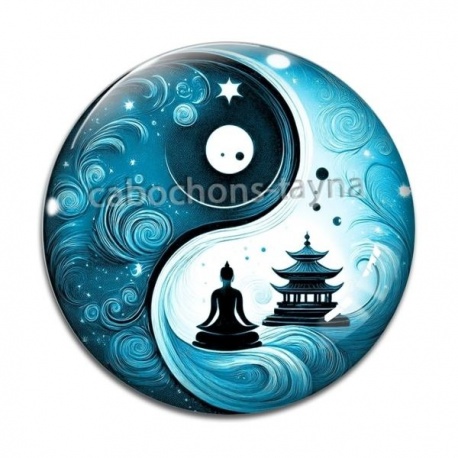 Cabochon Verre - bouddha méditation