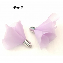 4 Pompons fleurs fuchsia