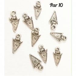 10 breloques plumes métal argenté