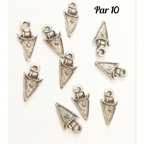 10 breloques plumes métal argenté