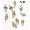 10 breloques plumes métal argenté