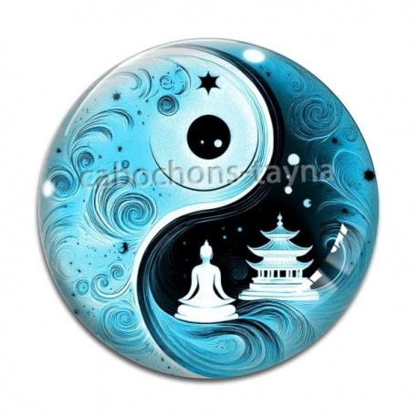 Cabochon Verre - bouddha méditation