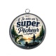 Pendentif Cabochon Argent - je suis un super pêcheur