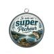 Pendentif Cabochon Argent - je suis un super pêcheur