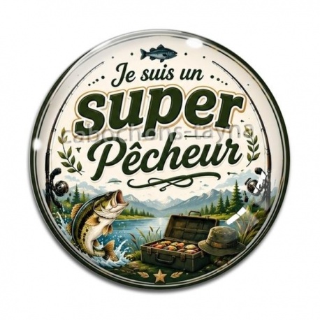 Cabochon Verre - je suis un super pêcheur