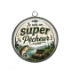 Pendentif Cabochon Argent - je suis un super pêcheur