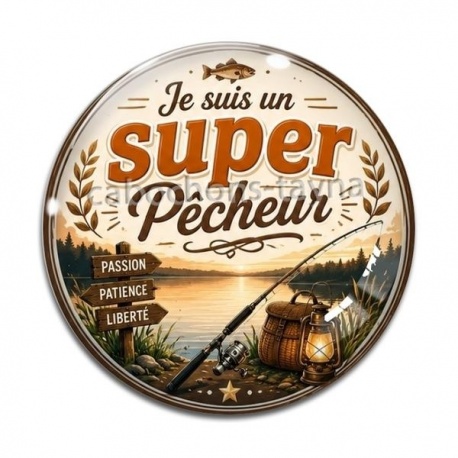 Cabochon Verre - je suis un super pêcheur