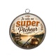 Pendentif Cabochon Argent - je suis un super pêcheur