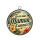 Pendentif Cabochon Argent - tu es une maman d'amour