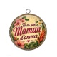 Pendentif Cabochon Argent - tu es une maman d'amour