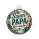 Pendentif Cabochon Argent - super papa je t'aime fort