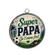 Pendentif Cabochon Argent - super papa je t'aime fort