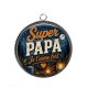 Pendentif Cabochon Argent - super papa je t'aime fort