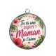 Pendentif Cabochon Argent - tu es une super maman je t'aime
