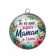 Pendentif Cabochon Argent - tu es une super maman je t'aime