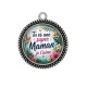 Pendentif Cabochon Argent - tu es une super maman je t'aime