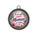 Pendentif Cabochon Argent - tu es une super maman je t'aime