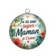 Pendentif Cabochon Argent - tu es une super maman je t'aime