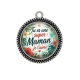 Pendentif Cabochon Argent - tu es une super maman je t'aime