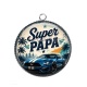 Pendentif Cabochon Argent - super papa