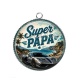 Pendentif Cabochon Argent - super papa