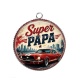 Pendentif Cabochon Argent - super papa