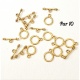 10  petits fermoirs toggle métal dorer