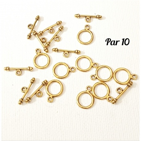 10  petits fermoirs toggle métal dorer